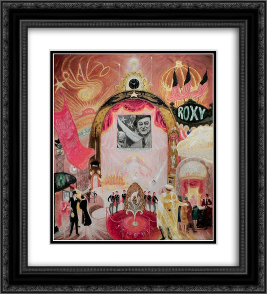 The Cathedrals of Broadway 20x22 Black Ornate Wood Framed Art Print Poster with Double Matting by Stettheimer, Florine