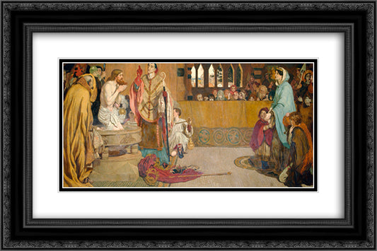 Cartoon for the Baptism of Edwin (c.585-633) King of Northumbria and Deira 24x16 Black Ornate Wood Framed Art Print Poster with Double Matting by Brown, Ford Madox