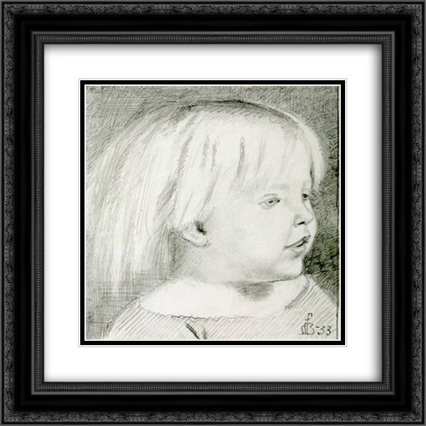 Cathy Madox Brown at the age of three years 20x20 Black Ornate Wood Framed Art Print Poster with Double Matting by Brown, Ford Madox