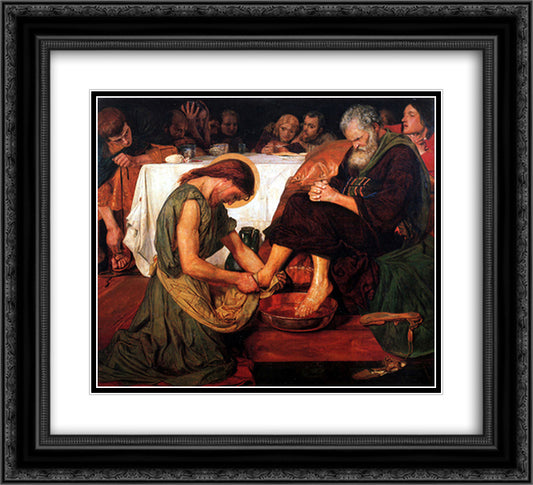 Jesus Washing Peter's Feet 22x20 Black Ornate Wood Framed Art Print Poster with Double Matting by Brown, Ford Madox