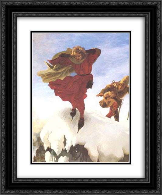 Manfred on the Jungfrau 20x24 Black Ornate Wood Framed Art Print Poster with Double Matting by Brown, Ford Madox