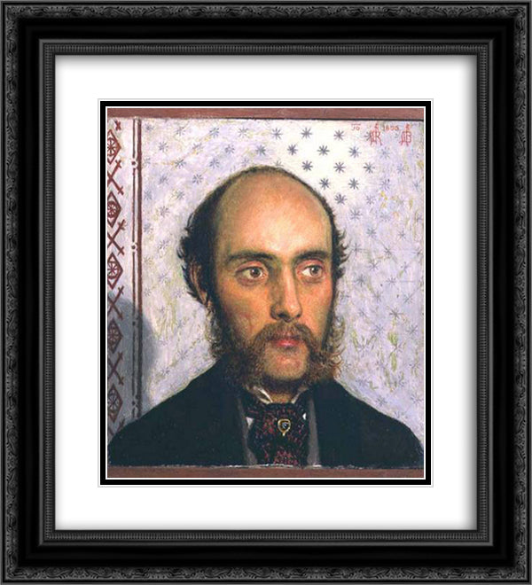 Portrait of William Michael Rossetti (1829-1919) by Lamplight 20x22 Black Ornate Wood Framed Art Print Poster with Double Matting by Brown, Ford Madox