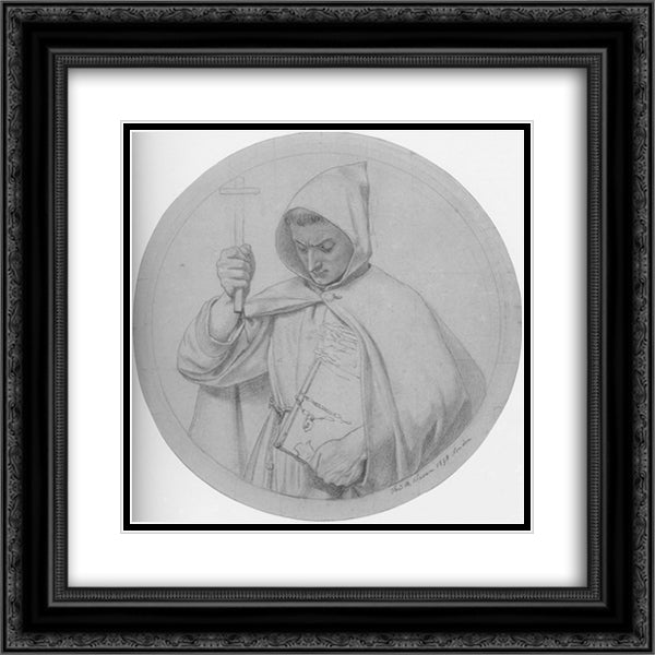 Study of a Monk, representing Catholic Faith 20x20 Black Ornate Wood Framed Art Print Poster with Double Matting by Brown, Ford Madox