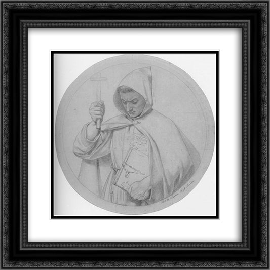 Study of a Monk, representing Catholic Faith 20x20 Black Ornate Wood Framed Art Print Poster with Double Matting by Brown, Ford Madox