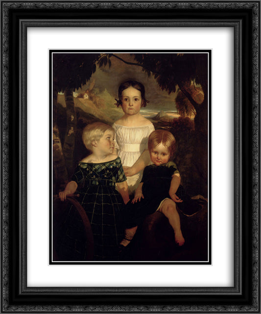 The Bromley Children 20x24 Black Ornate Wood Framed Art Print Poster with Double Matting by Brown, Ford Madox