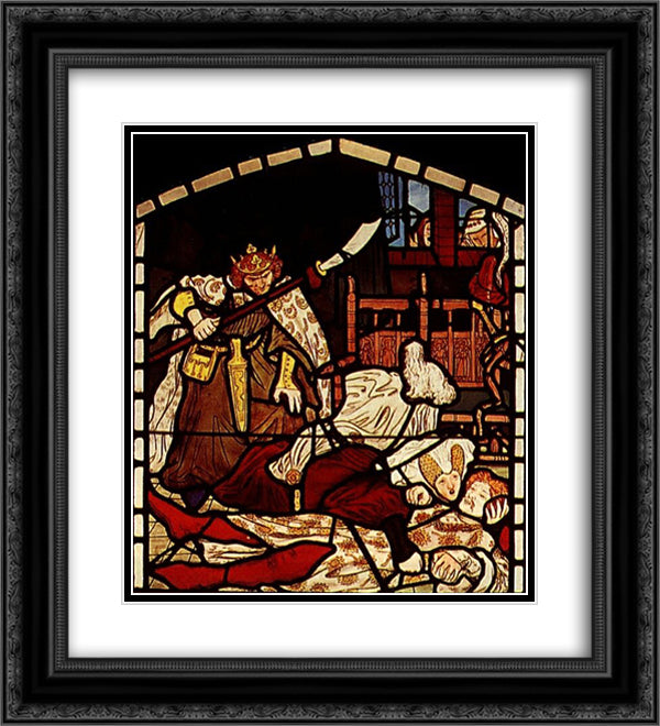 The Death of Sir Tristan, from 'The Story of Tristan and Isolde', William Morris & Co. 20x22 Black Ornate Wood Framed Art Print Poster with Double Matting by Brown, Ford Madox