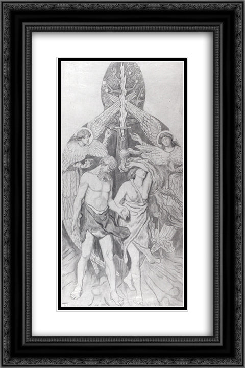 The Expulsion From Eden 16x24 Black Ornate Wood Framed Art Print Poster with Double Matting by Brown, Ford Madox