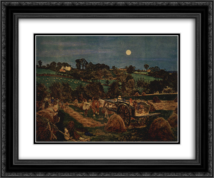 The hay harvest 24x20 Black Ornate Wood Framed Art Print Poster with Double Matting by Brown, Ford Madox