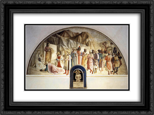 Adoration of the Magi 24x18 Black Ornate Wood Framed Art Print Poster with Double Matting by Angelico, Fra