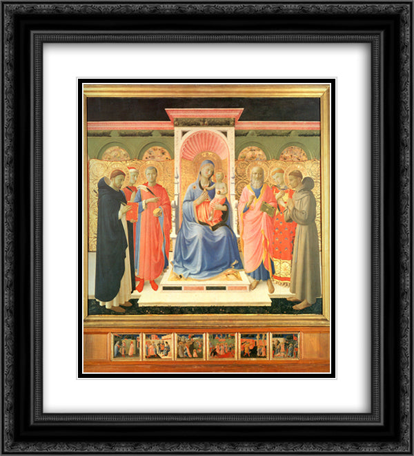 Annalena Altarpiece 20x22 Black Ornate Wood Framed Art Print Poster with Double Matting by Angelico, Fra