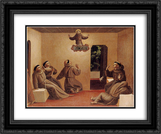 Apparition of St. Francis at Arles 24x20 Black Ornate Wood Framed Art Print Poster with Double Matting by Angelico, Fra