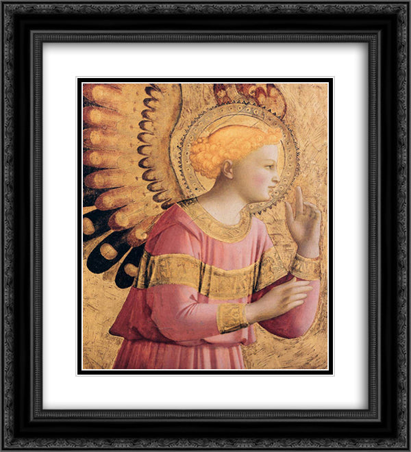 Archangel Gabriel Annunciate 20x22 Black Ornate Wood Framed Art Print Poster with Double Matting by Angelico, Fra