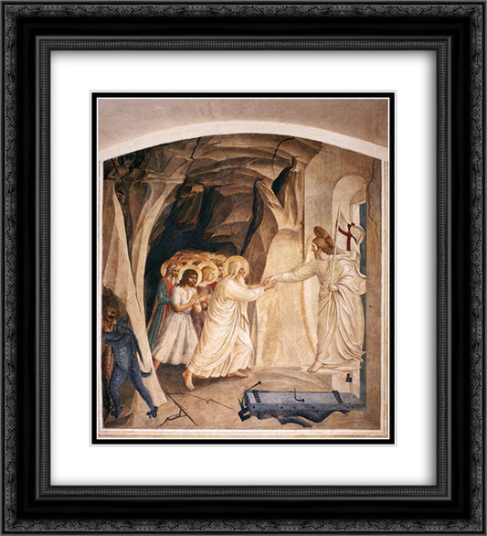 Christ in Limbo 20x22 Black Ornate Wood Framed Art Print Poster with Double Matting by Angelico, Fra