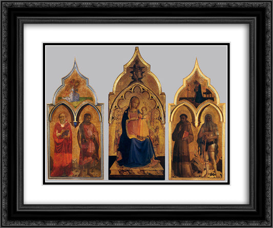 Compagnia di San Francesco Altarpiece 24x20 Black Ornate Wood Framed Art Print Poster with Double Matting by Angelico, Fra