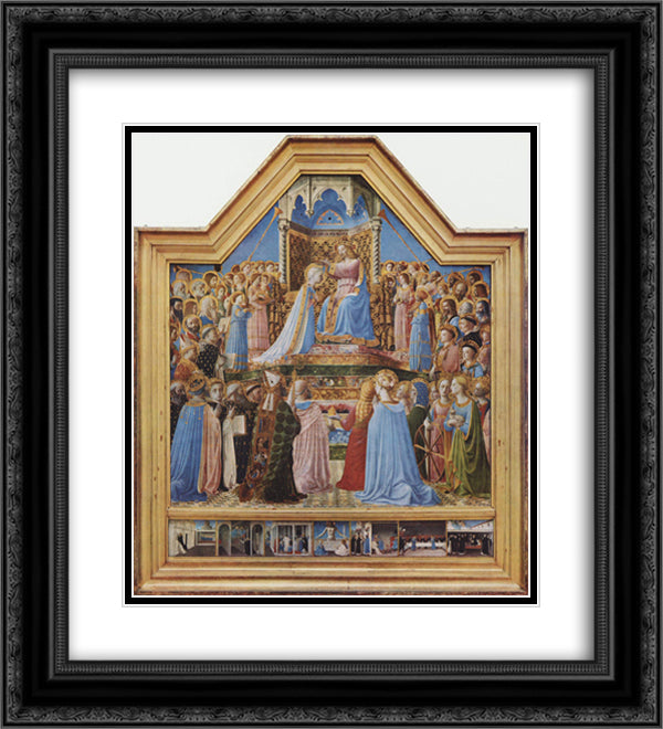 Coronation of the Virgin 20x22 Black Ornate Wood Framed Art Print Poster with Double Matting by Angelico, Fra