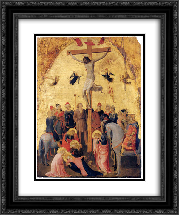 Crucifixion 20x24 Black Ornate Wood Framed Art Print Poster with Double Matting by Angelico, Fra