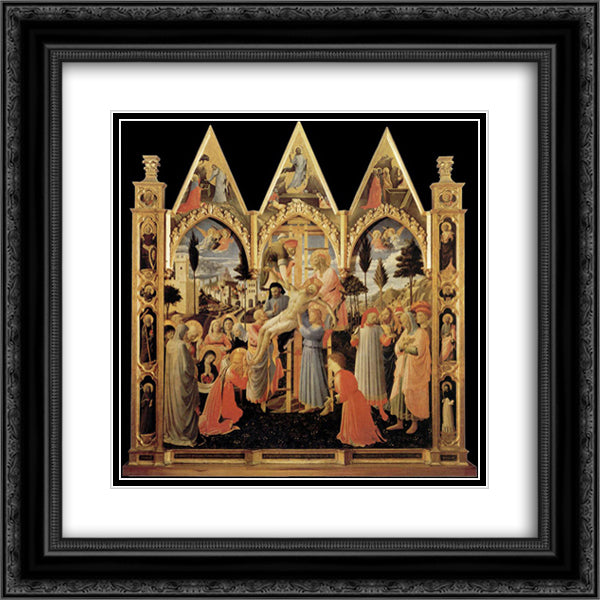 Deposition from the Cross 20x20 Black Ornate Wood Framed Art Print Poster with Double Matting by Angelico, Fra