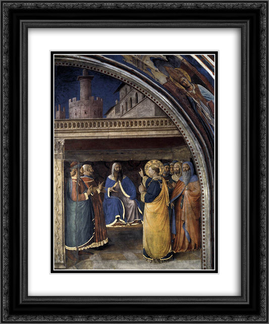 Dispute before Sanhedrin 20x24 Black Ornate Wood Framed Art Print Poster with Double Matting by Angelico, Fra