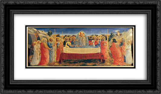 Dormition of the Virgin 24x14 Black Ornate Wood Framed Art Print Poster with Double Matting by Angelico, Fra