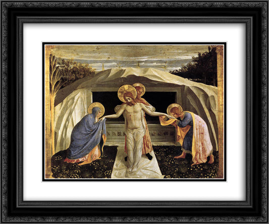 Entombment 24x20 Black Ornate Wood Framed Art Print Poster with Double Matting by Angelico, Fra