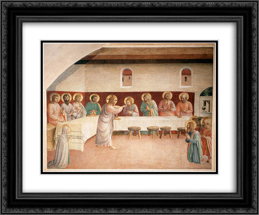 Institution of the Eucharist 24x20 Black Ornate Wood Framed Art Print Poster with Double Matting by Angelico, Fra