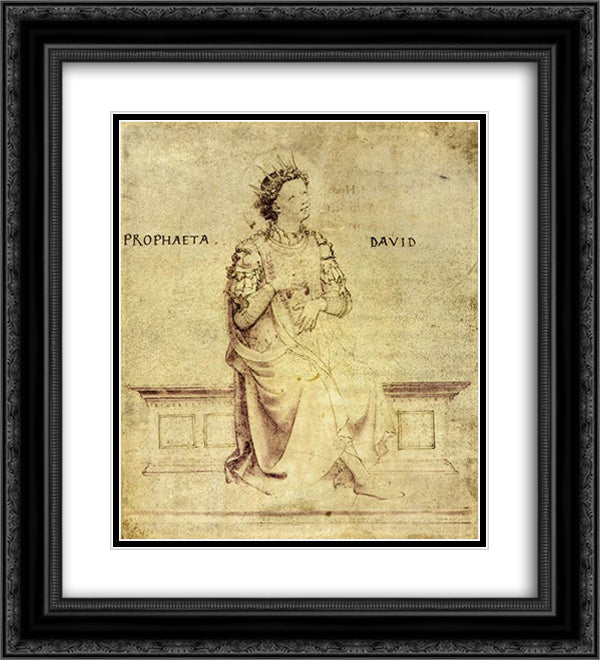 King David Playin a Psaltery 20x22 Black Ornate Wood Framed Art Print Poster with Double Matting by Angelico, Fra