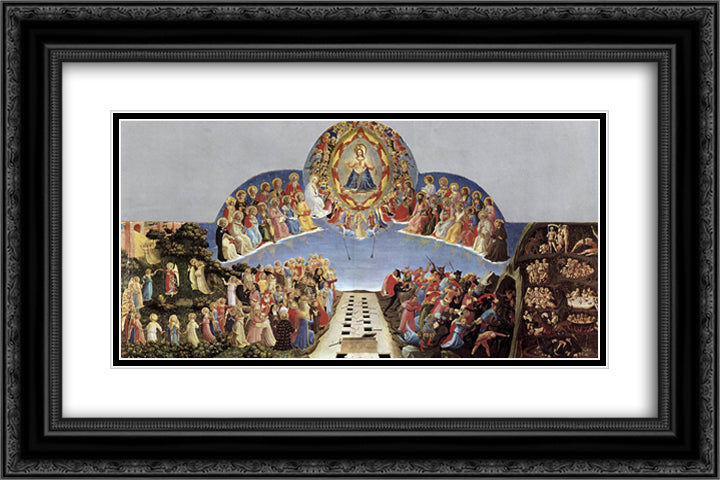 Last Judgment 24x16 Black Ornate Wood Framed Art Print Poster with Double Matting by Angelico, Fra