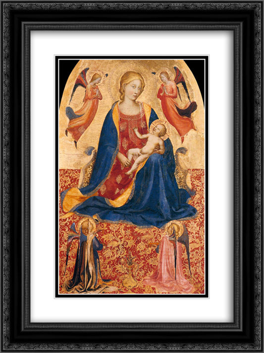 Madonna of Humility 18x24 Black Ornate Wood Framed Art Print Poster with Double Matting by Angelico, Fra