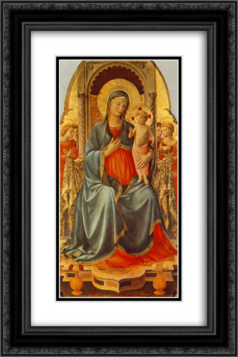 Madonna with the Child and Angels 16x24 Black Ornate Wood Framed Art Print Poster with Double Matting by Angelico, Fra