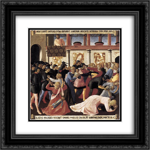 Massacre of the Innocents 20x20 Black Ornate Wood Framed Art Print Poster with Double Matting by Angelico, Fra