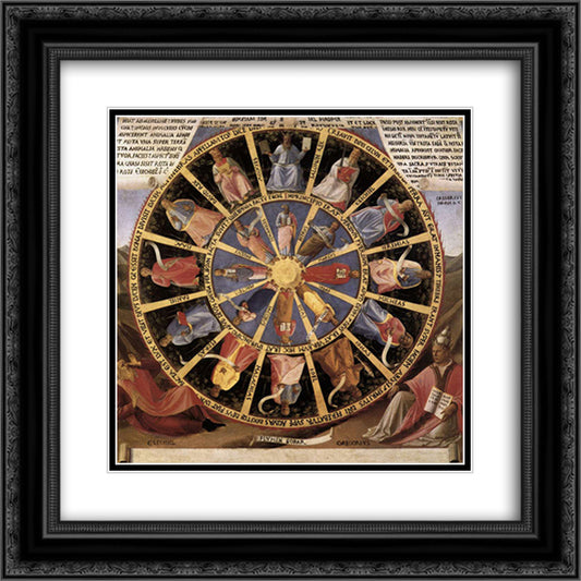 Mystic Wheel (The Vision of Ezekiel) 20x20 Black Ornate Wood Framed Art Print Poster with Double Matting by Angelico, Fra