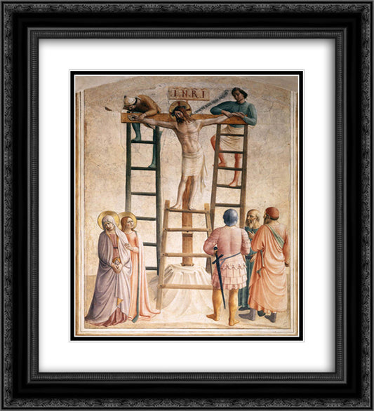 Nailing of Christ to the Cross 20x22 Black Ornate Wood Framed Art Print Poster with Double Matting by Angelico, Fra