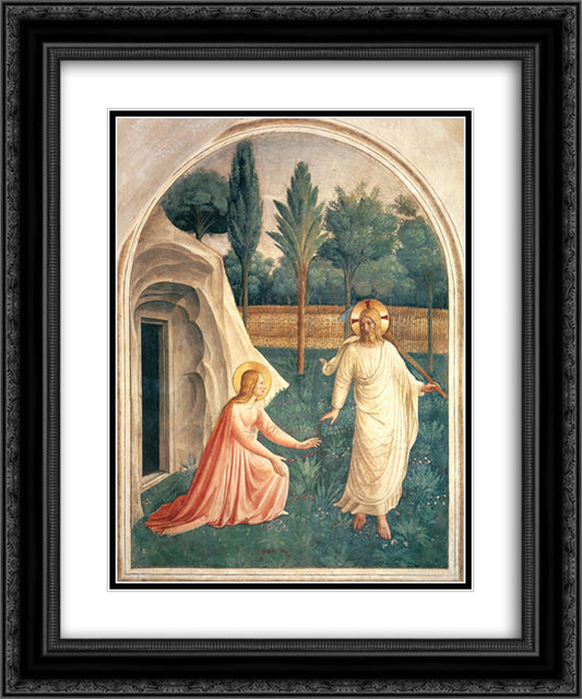 Noli Me Tangere 20x24 Black Ornate Wood Framed Art Print Poster with Double Matting by Angelico, Fra