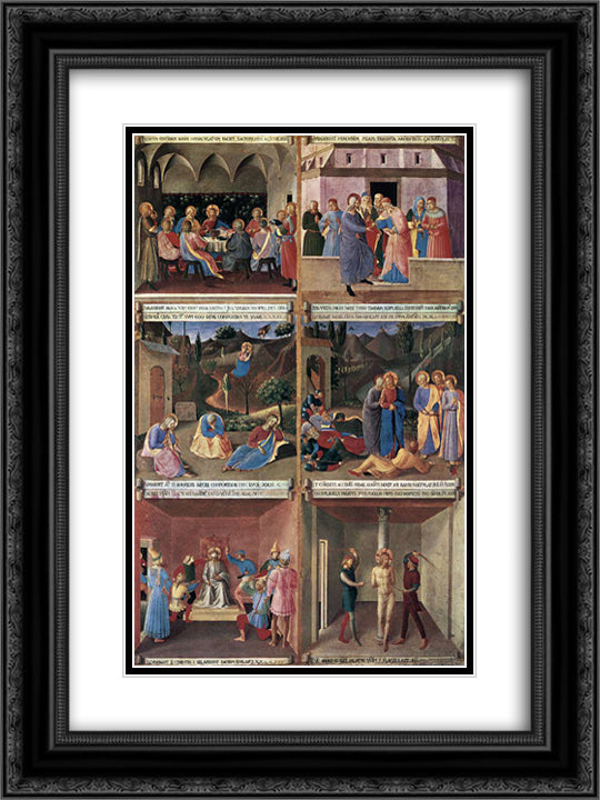 Paintings for the Armadio degli Argenti 18x24 Black Ornate Wood Framed Art Print Poster with Double Matting by Angelico, Fra