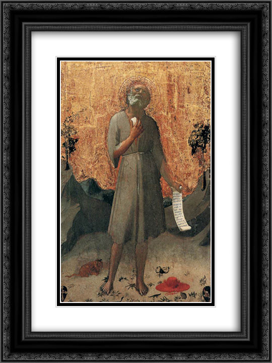 Penitent St. Jerome 18x24 Black Ornate Wood Framed Art Print Poster with Double Matting by Angelico, Fra