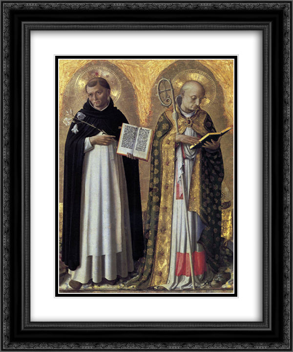 Perugia Altarpiece (left panel) 20x24 Black Ornate Wood Framed Art Print Poster with Double Matting by Angelico, Fra