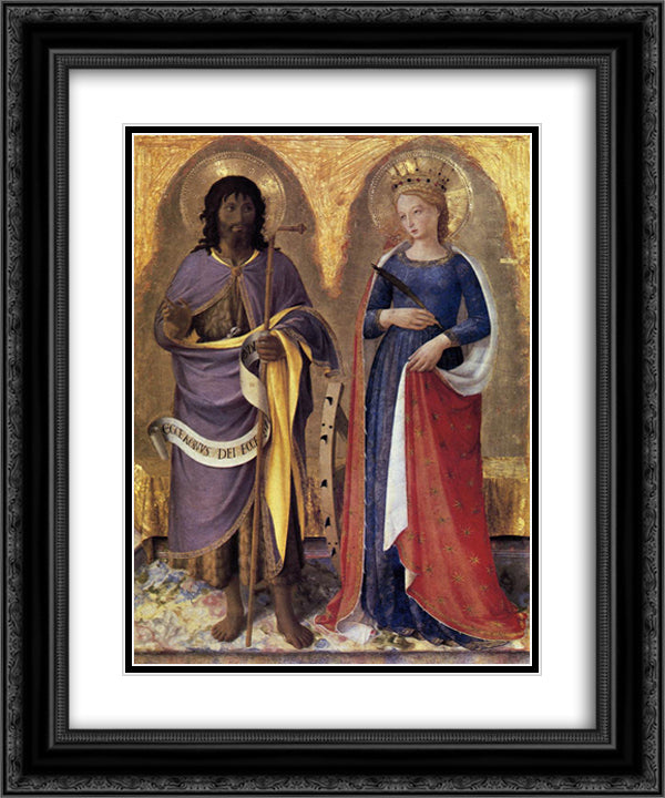 Perugia Altarpiece (right panel) 20x24 Black Ornate Wood Framed Art Print Poster with Double Matting by Angelico, Fra