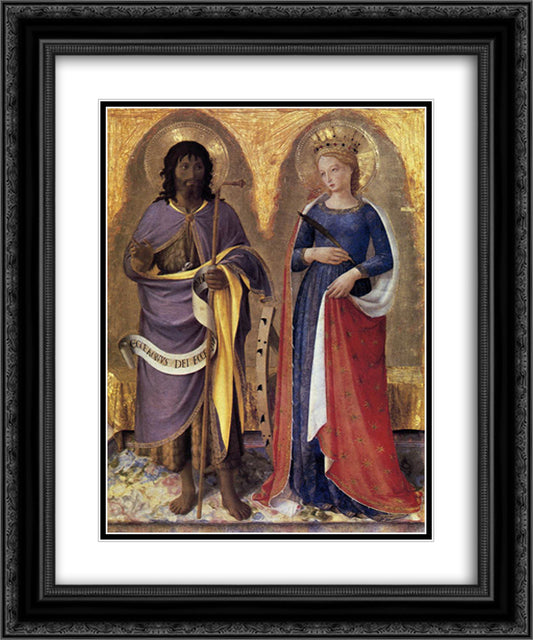 Perugia Altarpiece (right panel) 20x24 Black Ornate Wood Framed Art Print Poster with Double Matting by Angelico, Fra