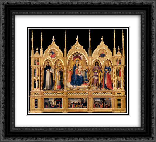 Perugia Altarpiece 22x20 Black Ornate Wood Framed Art Print Poster with Double Matting by Angelico, Fra