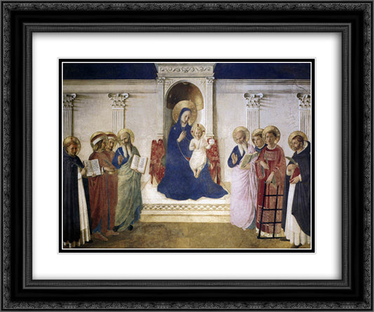 Sacred Conversation 24x20 Black Ornate Wood Framed Art Print Poster with Double Matting by Angelico, Fra