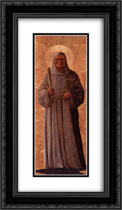 St. Bernard of Clairvaux 14x24 Black Ornate Wood Framed Art Print Poster with Double Matting by Angelico, Fra