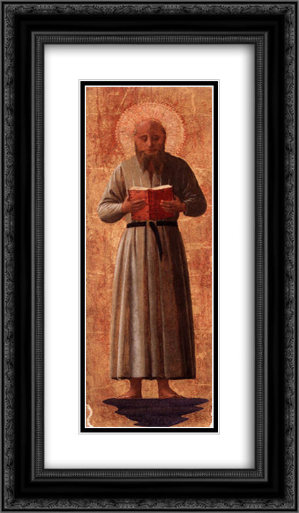 St. Jerome 14x24 Black Ornate Wood Framed Art Print Poster with Double Matting by Angelico, Fra