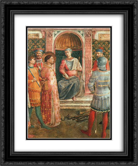 St. Lawrence on Trial 20x24 Black Ornate Wood Framed Art Print Poster with Double Matting by Angelico, Fra