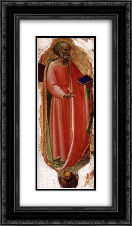 St. Mark 14x24 Black Ornate Wood Framed Art Print Poster with Double Matting by Angelico, Fra