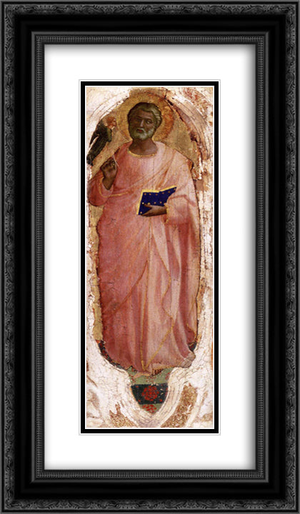 St. Matthew 14x24 Black Ornate Wood Framed Art Print Poster with Double Matting by Angelico, Fra