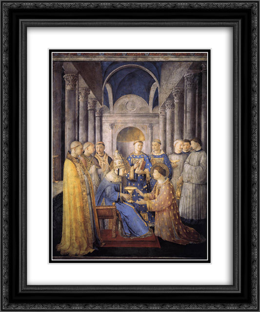 St. Peter Consacrates St. Lawrence as Deacon 20x24 Black Ornate Wood Framed Art Print Poster with Double Matting by Angelico, Fra