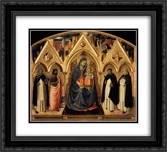 St. Peter Martyr Altarpiece 22x20 Black Ornate Wood Framed Art Print Poster with Double Matting by Angelico, Fra