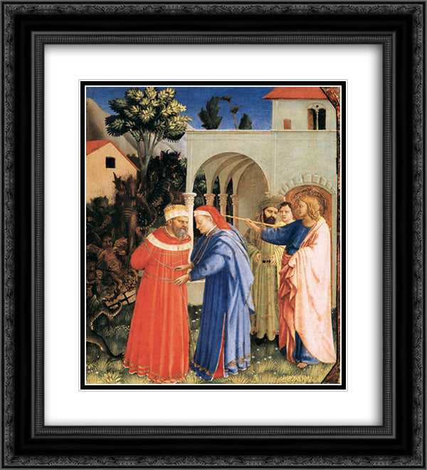 The Apostle St. James the Great Freeing the Magician Hermogenes 20x22 Black Ornate Wood Framed Art Print Poster with Double Matting by Angelico, Fra