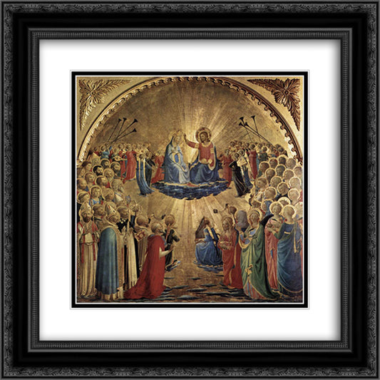 The Coronation of the Virgin 20x20 Black Ornate Wood Framed Art Print Poster with Double Matting by Angelico, Fra