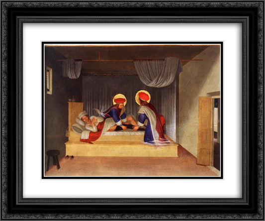 The Healing of Justinian by Saint Cosmas and Saint Damian 24x20 Black Ornate Wood Framed Art Print Poster with Double Matting by Angelico, Fra